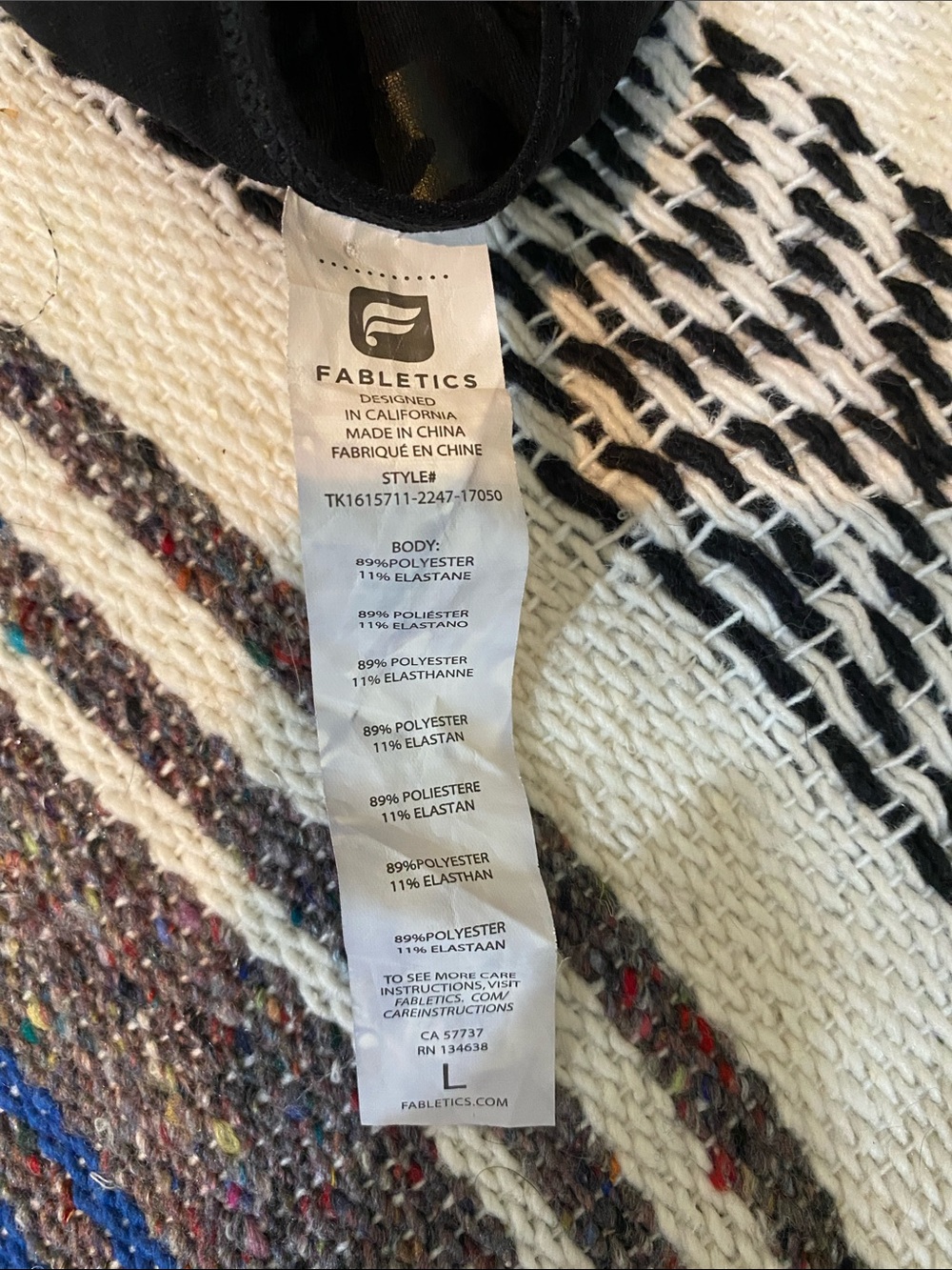 Fabletics Black Patterned Racerback Tank - Picture 3 of 4